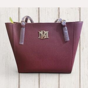 Badgley Mischka Burgundy Tote with Gold Accent